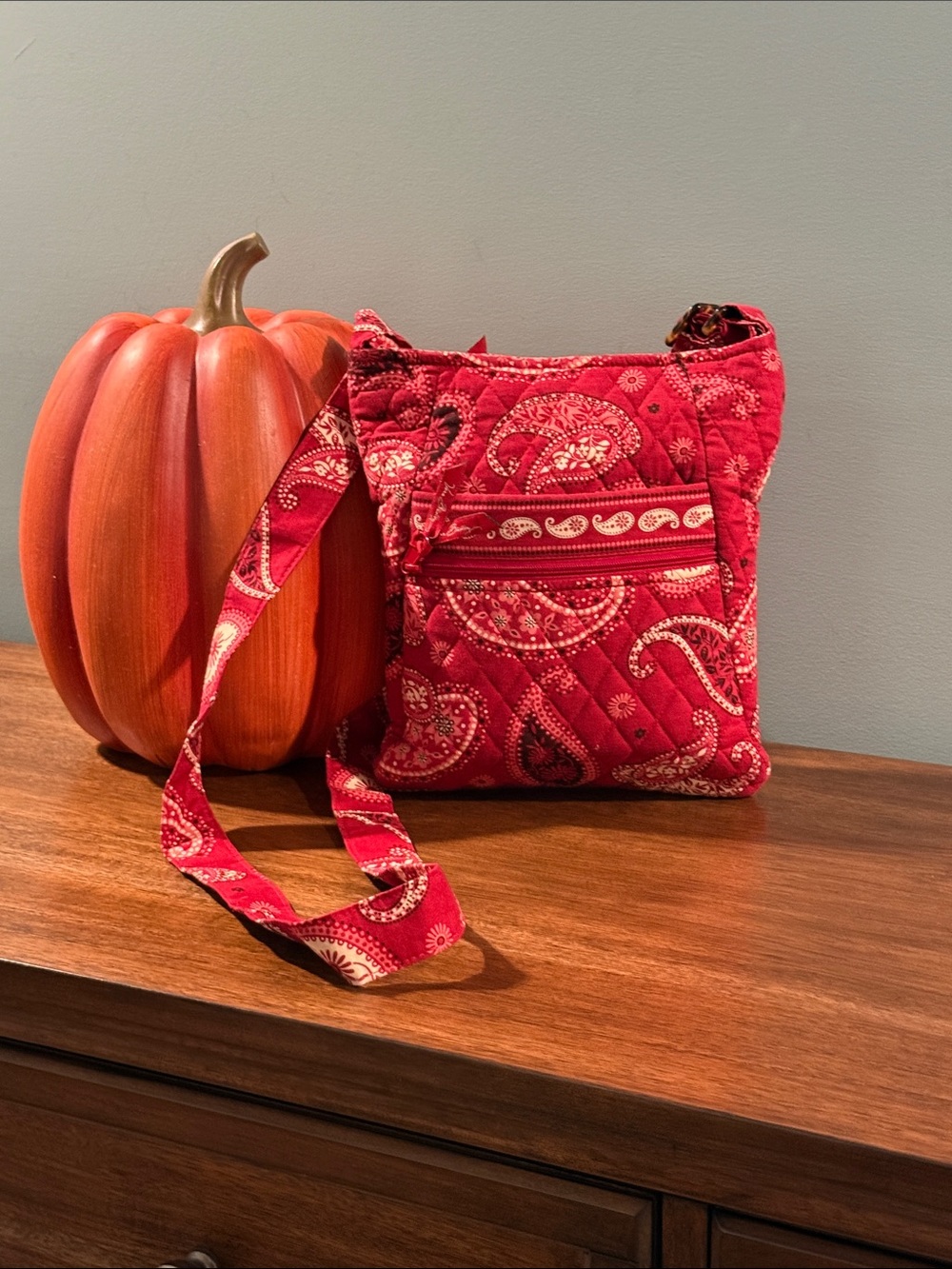 Vera Bradley Red Quilted Paisley Crossbody Bag